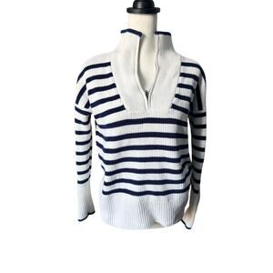 Lands End Women's Sweater White Blue XS